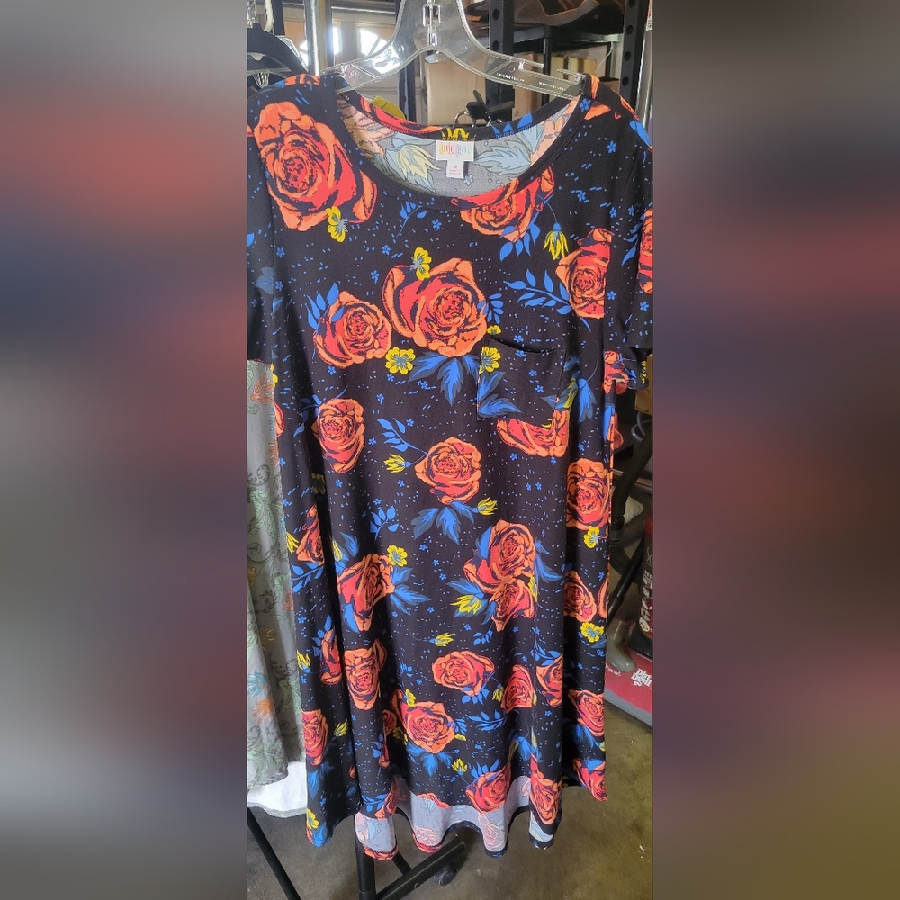 Lularoe carly dress legging material Rose print size M